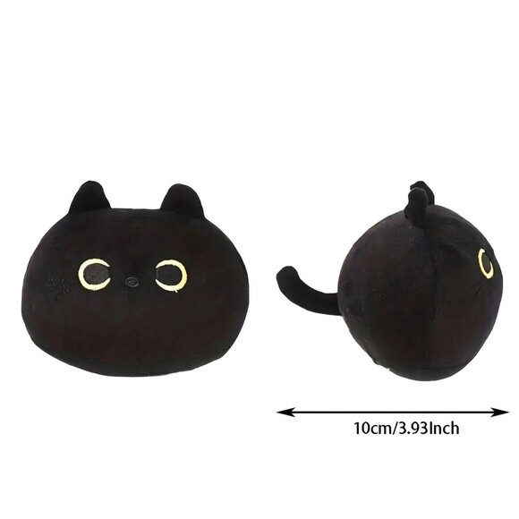 Cute Black With Green Eyes Cat Plush - Plushie, Halloween Stuffed Animal Toy - Picture 2 of 3